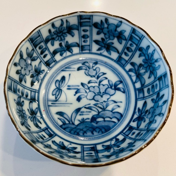 Small Blue Porcelain Jewelry Rice Trinket Bowl Dish Asian Japanese - Picture 2 of 5